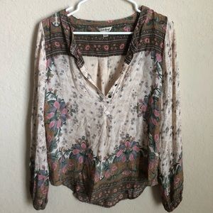 Lucky Brand Boho Printed Blouse Size Small